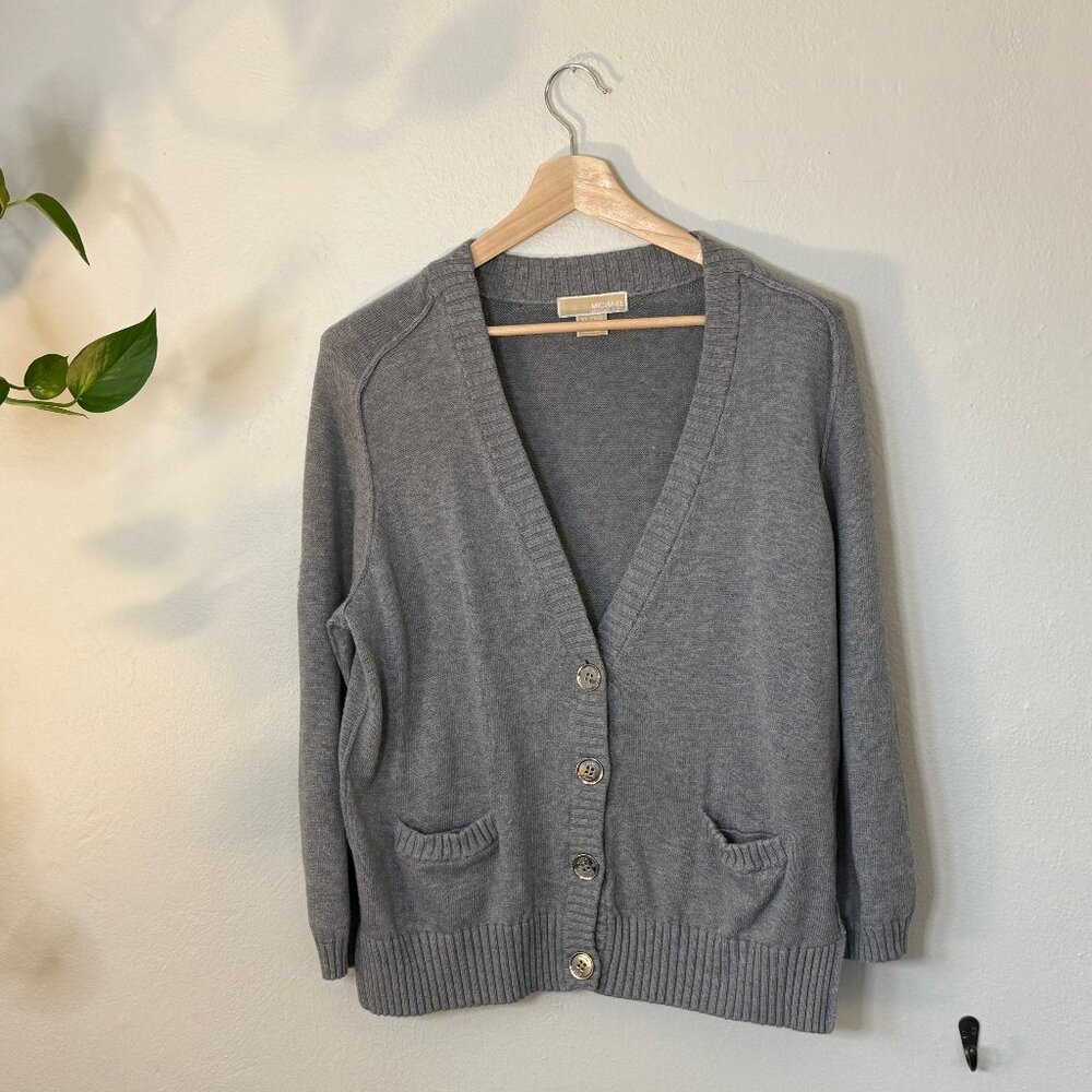 Michael Kors Gray Button-Up Cardigan